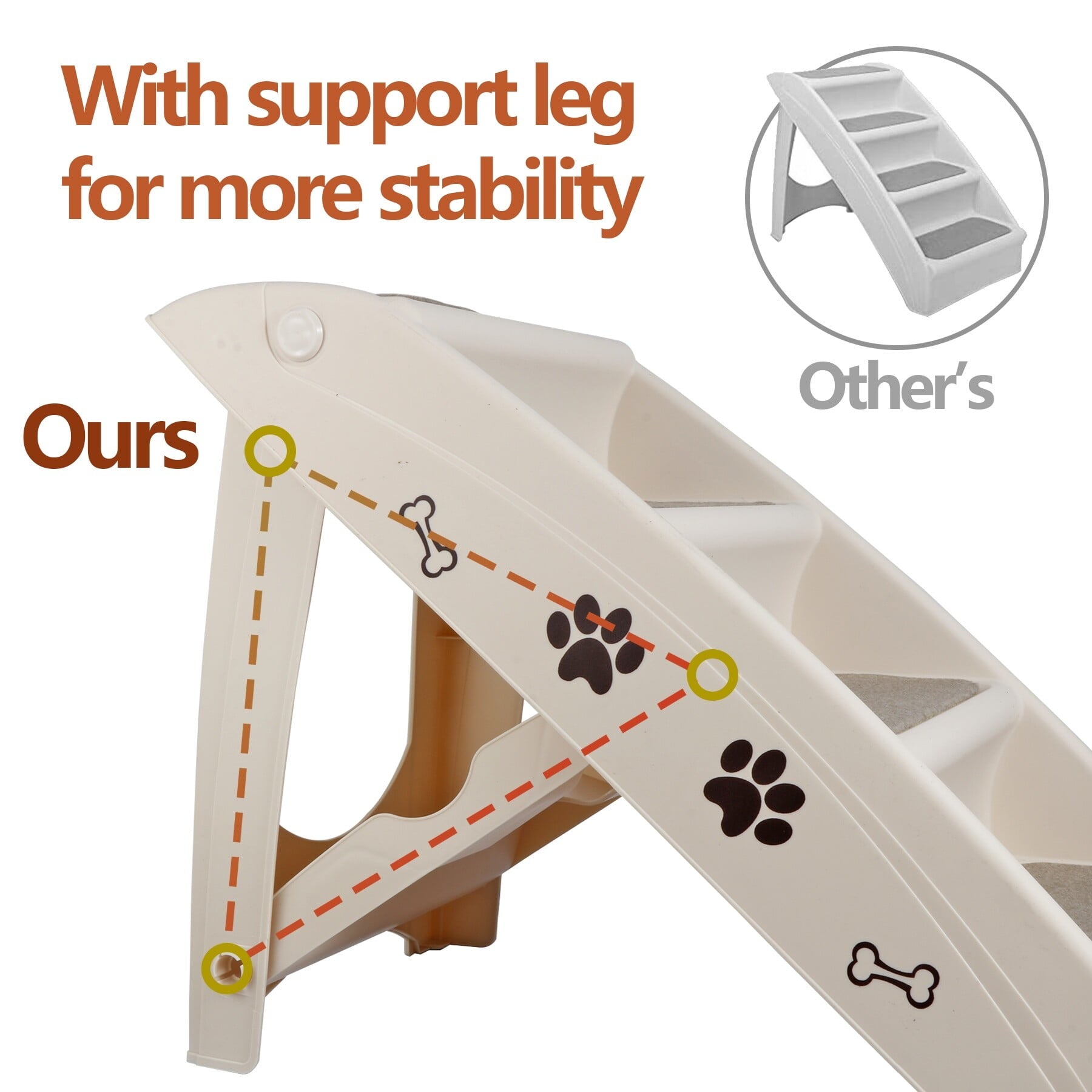 ZENSTYLE Pet Dog Foldable Stairs 4 Steps for High Bed for Small Dogs