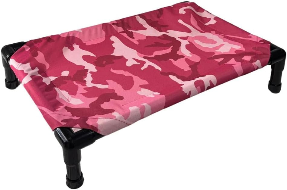 Pink Camo – Easy-to-Clean Handcrafted Elevated, Cot-Style Dog Bed