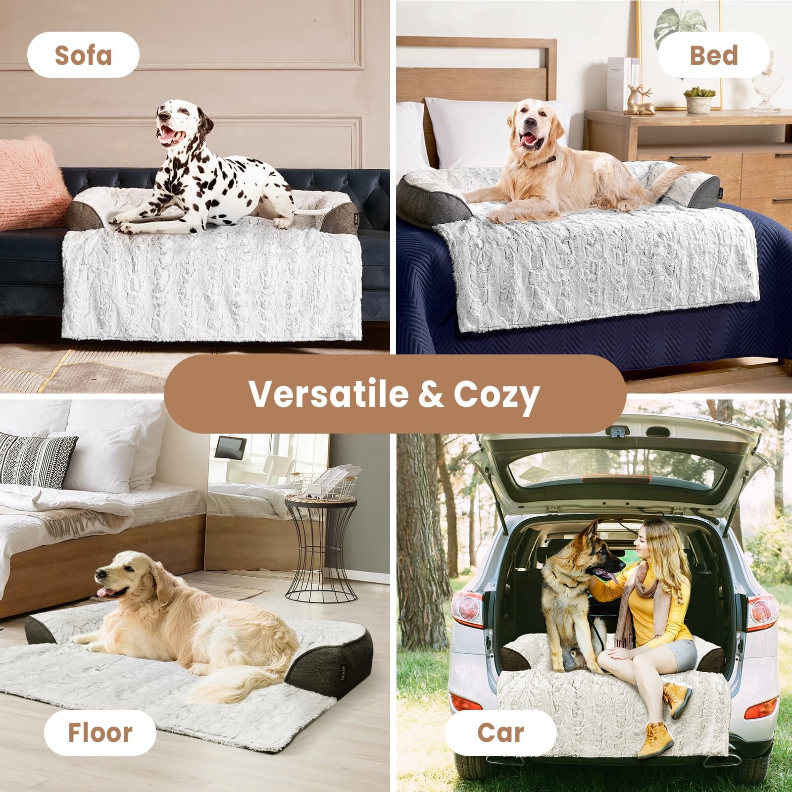 Blunique Dog Couch Bed Waterproof Pet Sofa Protector Detachable Cushion Washable, Gray 41 x 37 inch