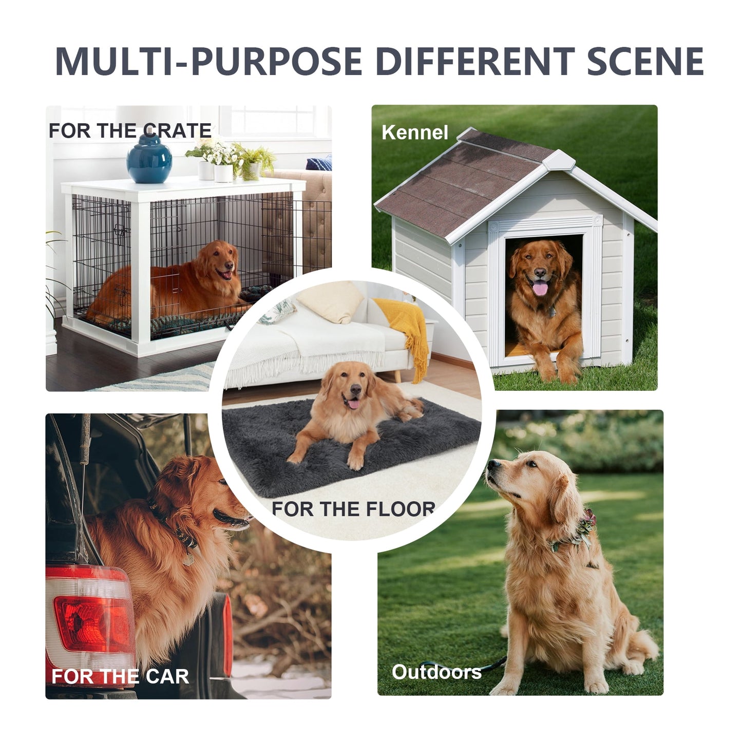 KSIIA 42"x28" Plush Dog Crate Beds for XLarge Dogs，Washable Pet Kennel Pillow Soft Dog Bed