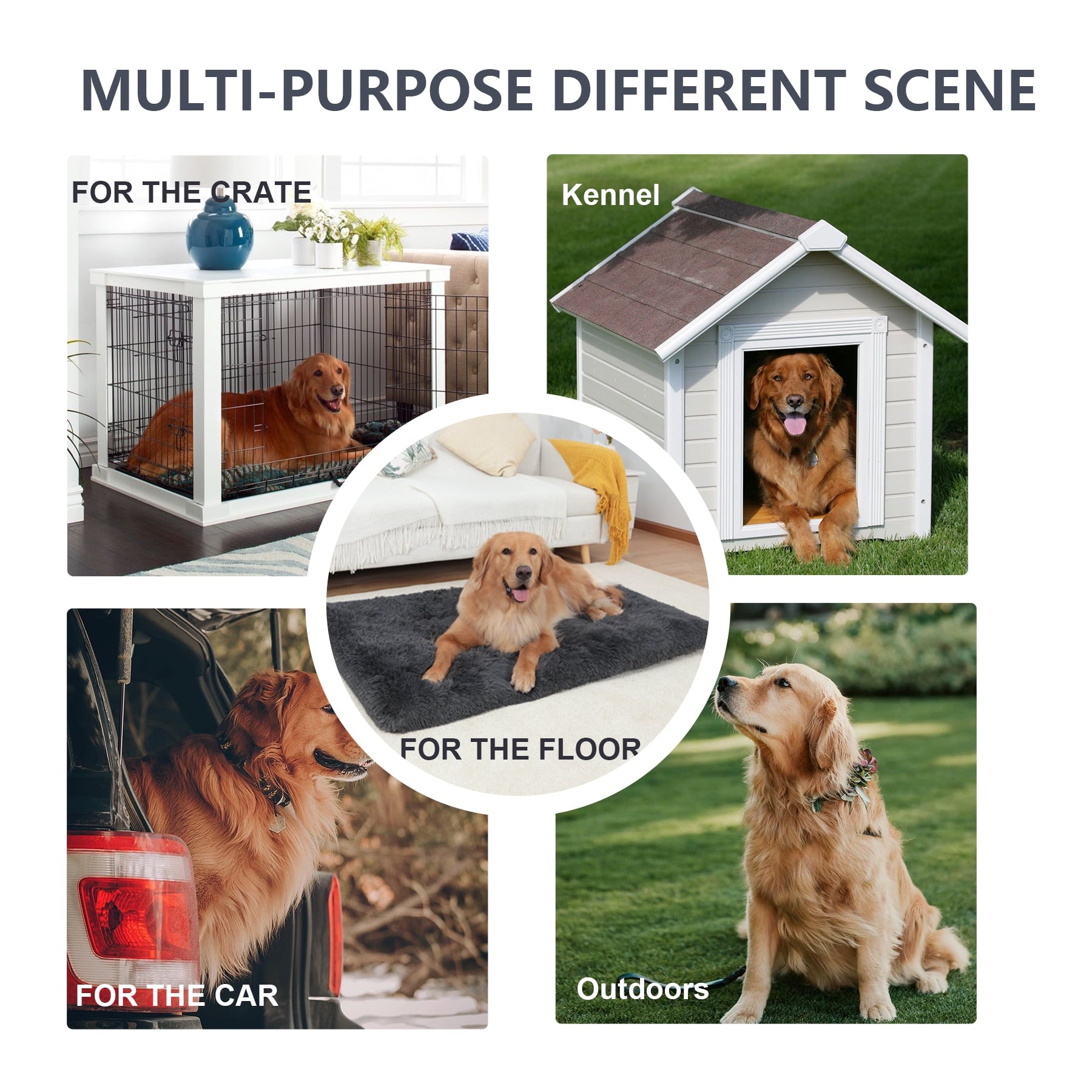 KSIIA 42"x28" Plush Dog Crate Beds for XLarge Dogs，Washable Pet Kennel Pillow Soft Dog Bed