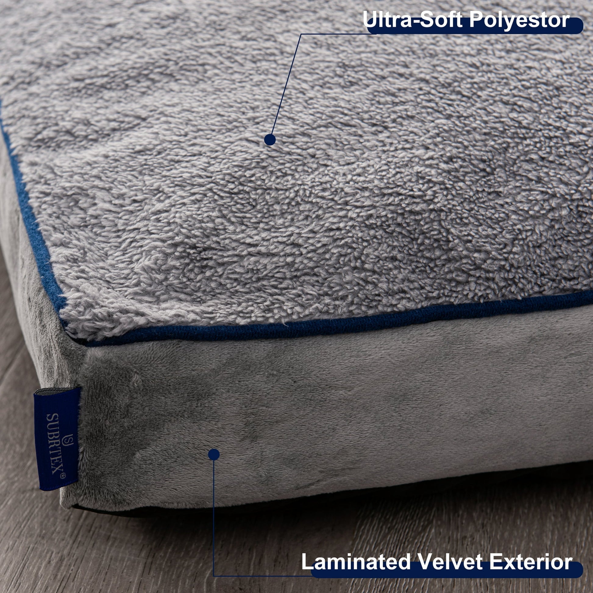Subrtex Dog Bed for Large, Medium and Small Dogs with Removable Washable Cover (30"x21"x3")