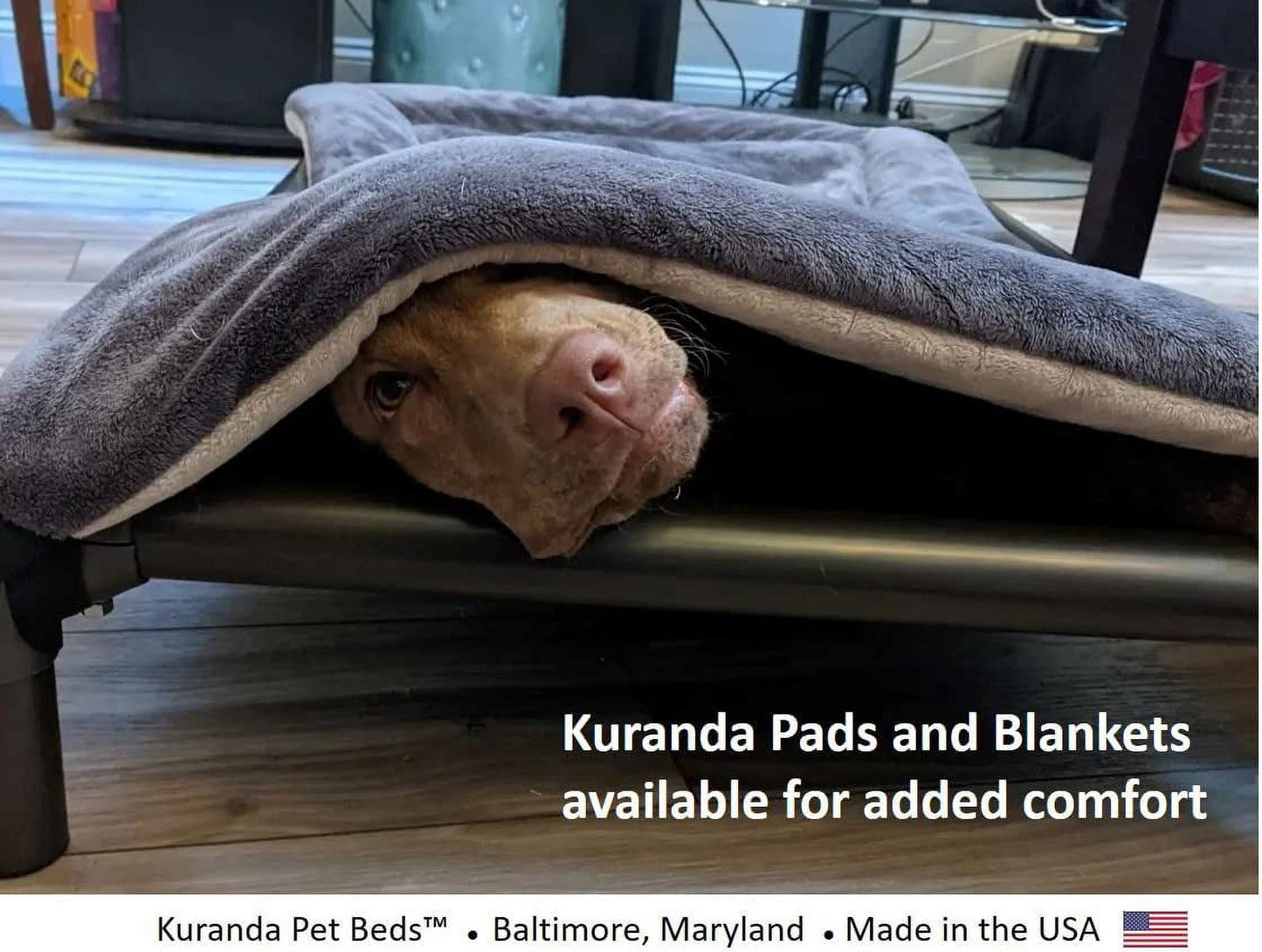 Kuranda Orthopedic Chewproof Elevated Dog Bed - Outdoor - Almond PVC Frame - Ballistic Nylon Fabric
