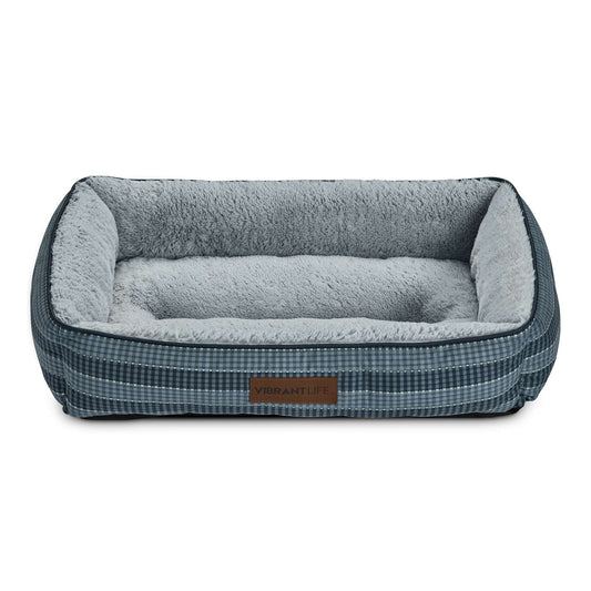 (2 pack) Vibrant Life Lounger Dog Bed, Blue, Machine Washable, Plush, Medium, 27" x 20"