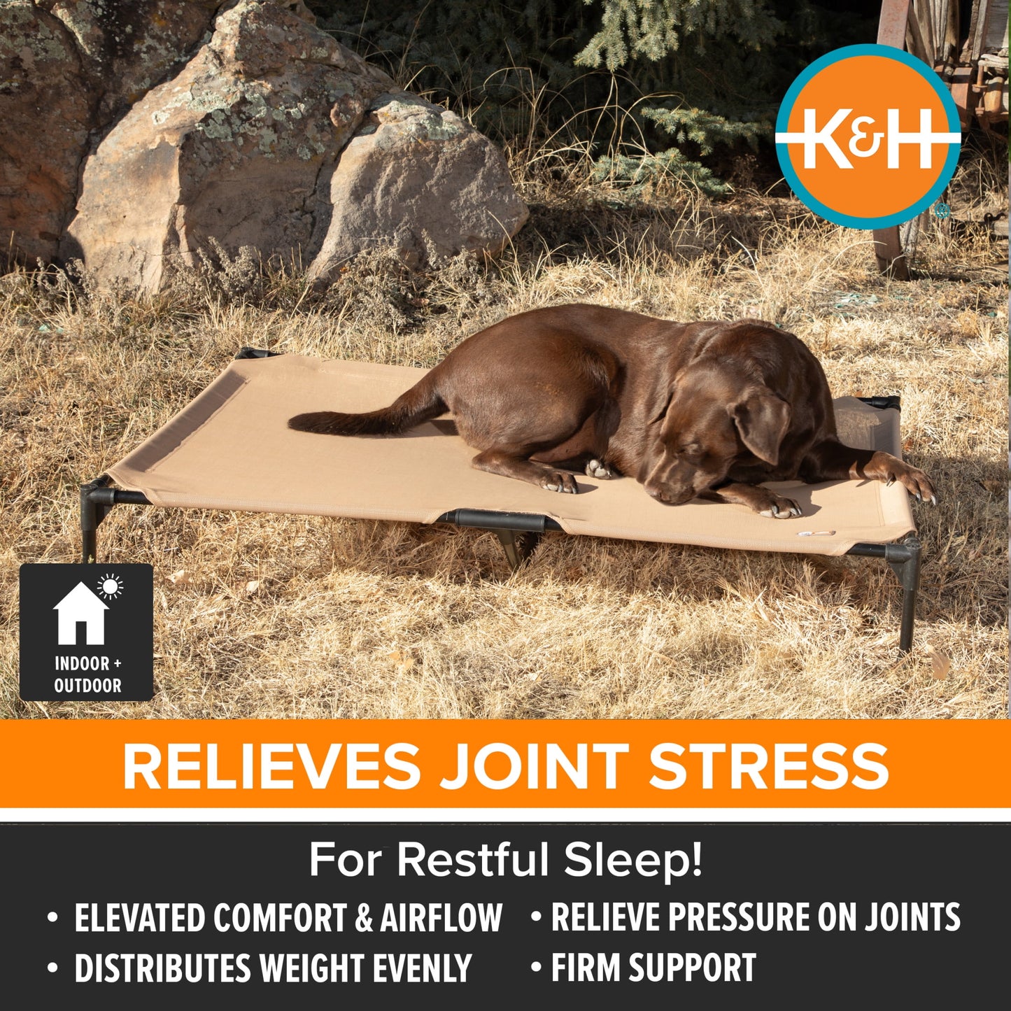 K&H Pet Products All Weather Pet Cot Tan Large 42 X 30 X 7 Inches