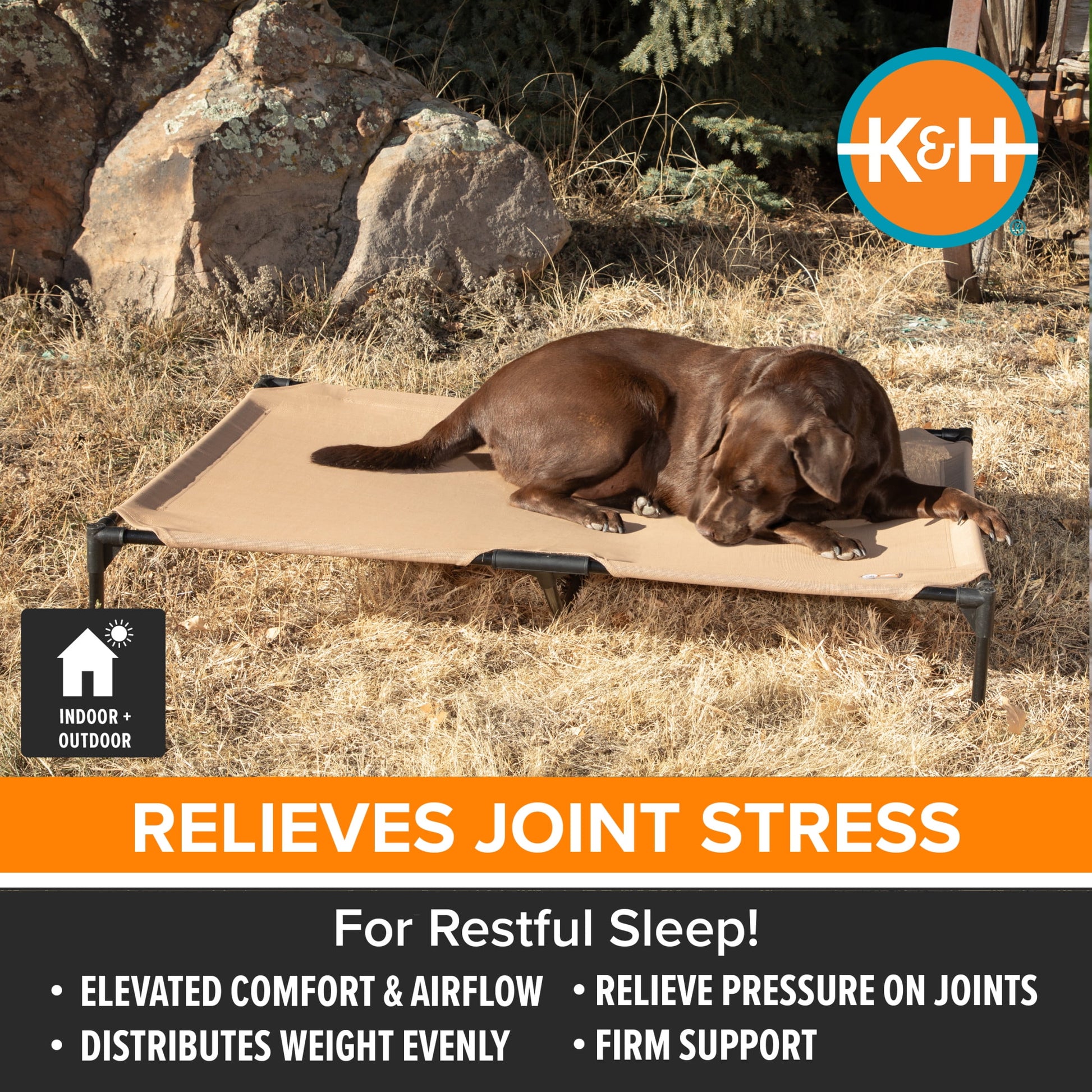 K&H Pet Products All Weather Pet Cot Tan Large 42 X 30 X 7 Inches