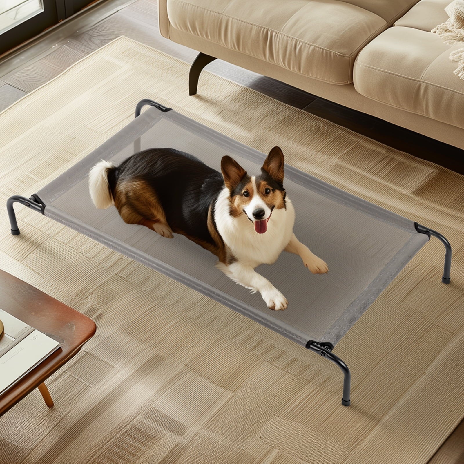 IVV Cooling Elevated Dog Bed with Metal Frame, Large, 50"L x 31"W x 8"H, Gray