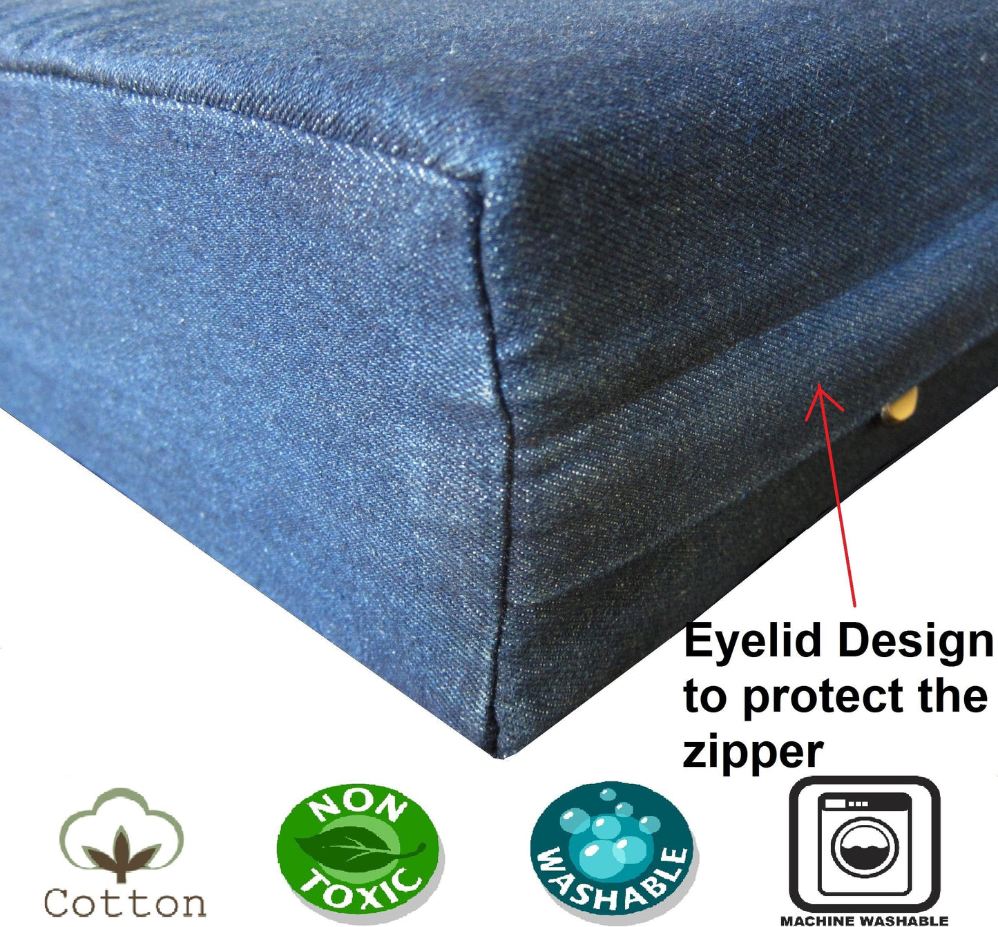 Dogbed4less 1-pack 47"X29"X4" Washable Blue Denim External Replacement Cover Only for Pet Foam Beds
