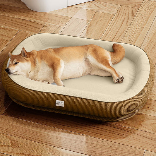 BGZLEU Orthopedic Dog Bed for Dogs Breeds, High Density Egg Crate Foam Dog Sofa Beds,Oval Kennel Bed, Pet Couch Bed with Four Sided Bolster, Removable Washable Cover& Non-Slip Bottom (Brown)