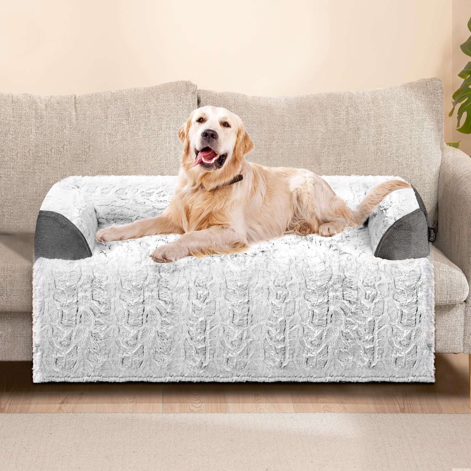 Blunique Dog Couch Bed Waterproof Pet Sofa Protector Detachable Cushion Washable, Gray 41 x 37 inch