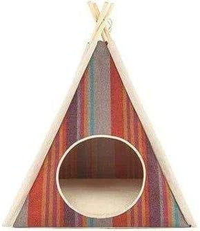 Horizon Cozy Cove Pet Teepee Tent for Dogs & Cats - Cotton Canvas Pet Bed House, Removable Pillow, Indoor/Outdoor, Machine Washable (Desert)