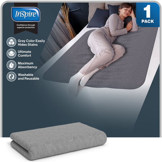 Inspire Underpads,  Reusable  Bed Pads Washable Waterproof, Comfort Fit, Extra Long 34 x 52 (1 Count)