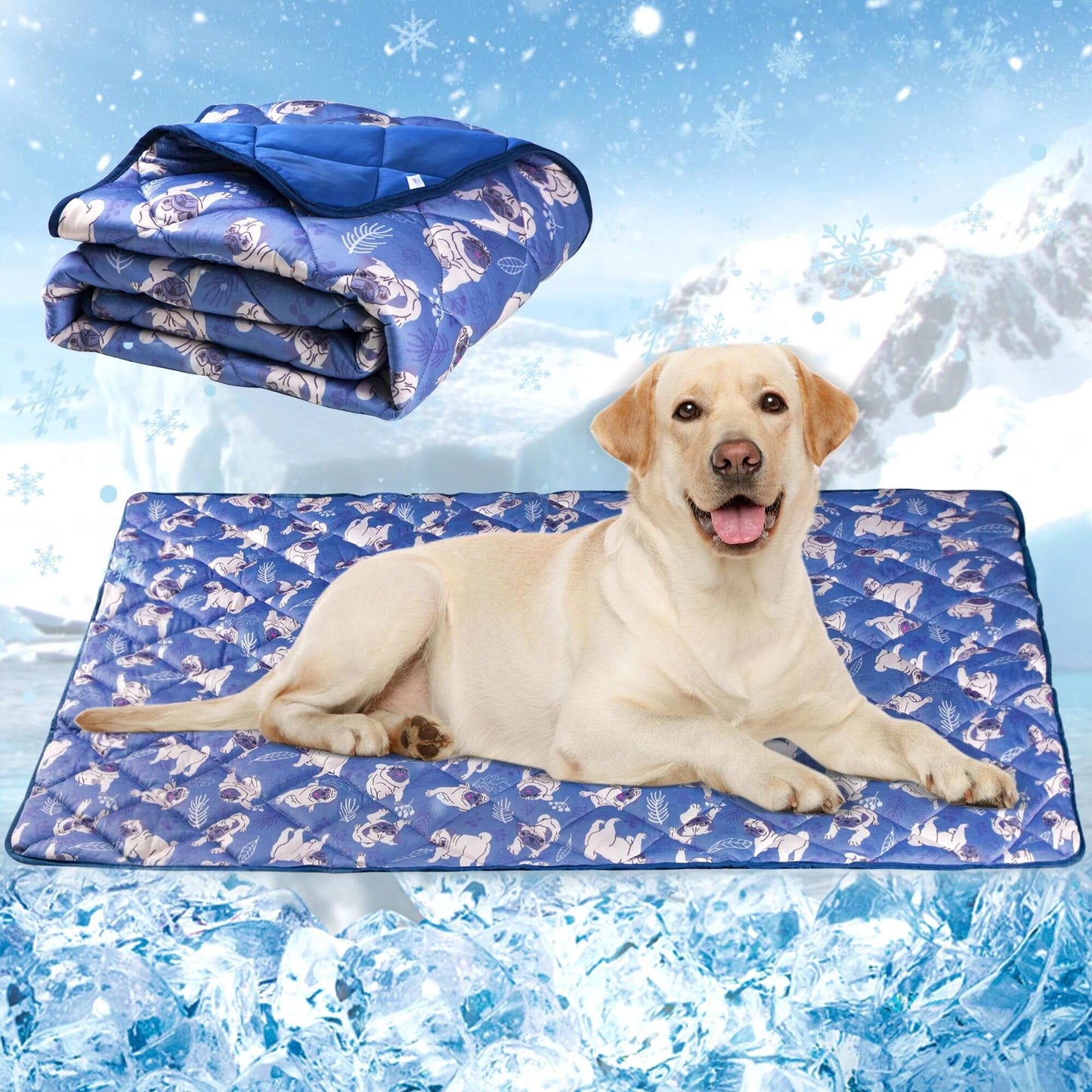 Langsprit Dog Cooling Mat for Pet Cats, Washable Breathable Ice Nylon Cooling Pad Summer Blanket for Kennels Crates Sofa Car Seats, Grey, Small