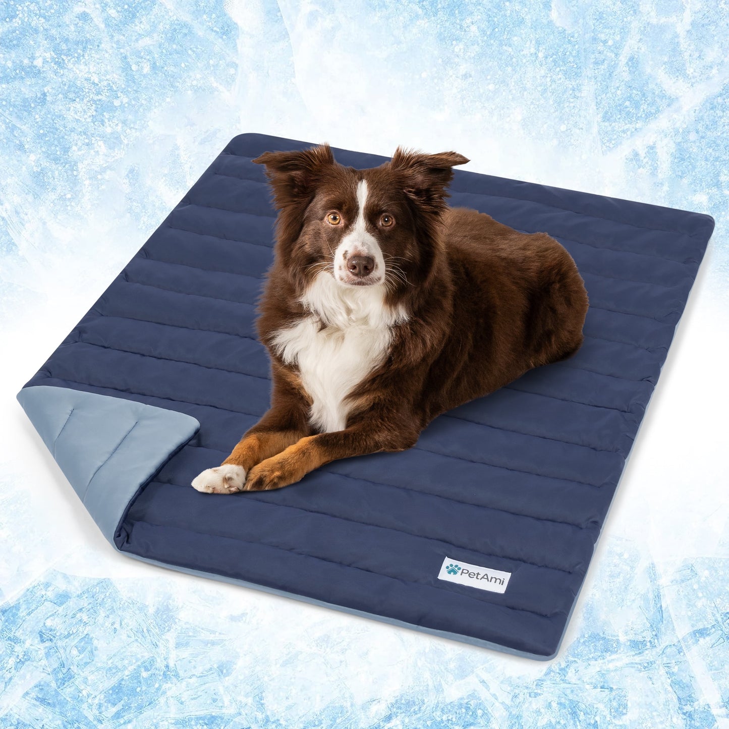 PetAmi Cooling Mat for Dog, Premium Pet Cooling Blanket for Crate Kennel, Indoor Cat Cool Sleeping Pad, Q-MAX Cold Sofa Couch Cover for Summer, Gray/Light Grey, Medium (29x40)