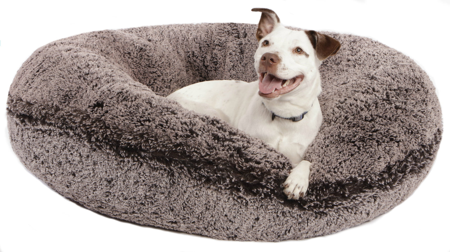 Signature Frosted Willow Luxury Shag Extra Plush Faux Fur Bagel Pet/ Dog Bed
