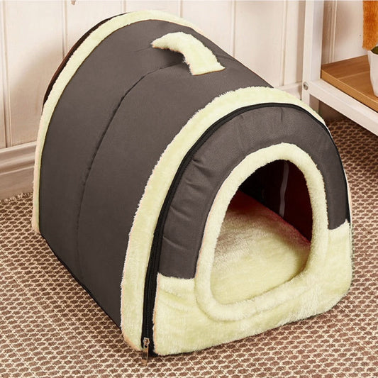 Infidev Plush Cozy Cave Dog Bed for Deep Sleep, Comfortable Kennel for Dogs 11.8" W x 13.7" L
