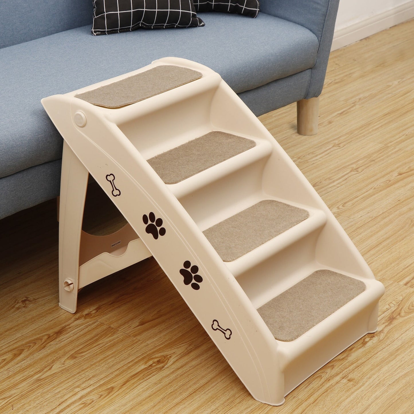 ZENSTYLE Pet Dog Foldable Stairs 4 Steps for High Bed for Small Dogs