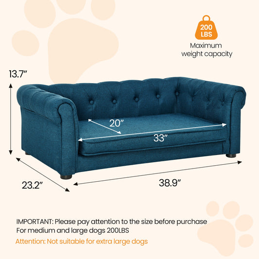 Aukfa Dog Beds for Medium and Large Dog, 33" Elevated Pet Sofa Bed Support up to 200 lbs, Blue