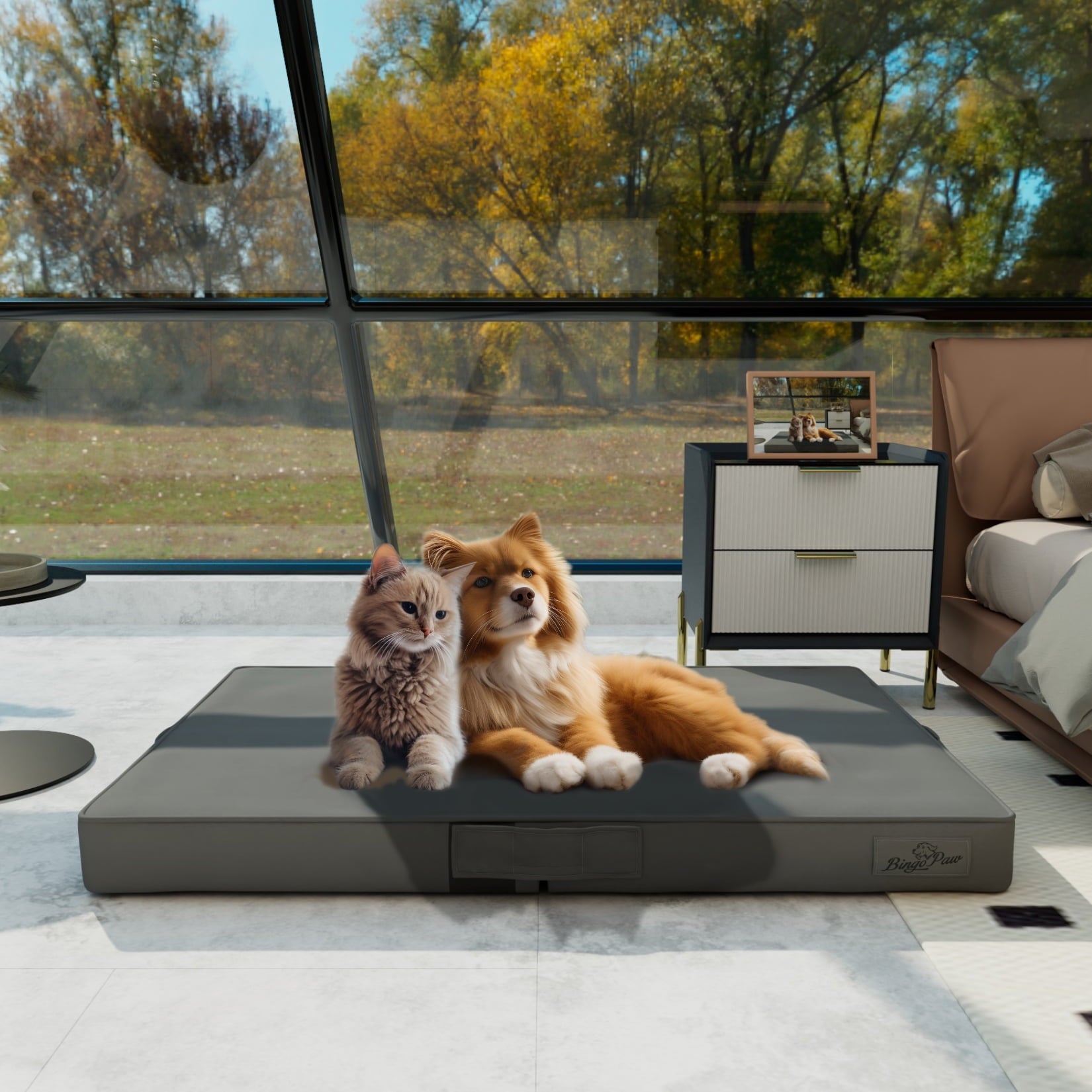 BingoPaw Foldable Breathable 3D Mesh Mattress Dog Bed, Wear-resistant Washable Removable Cover, Large