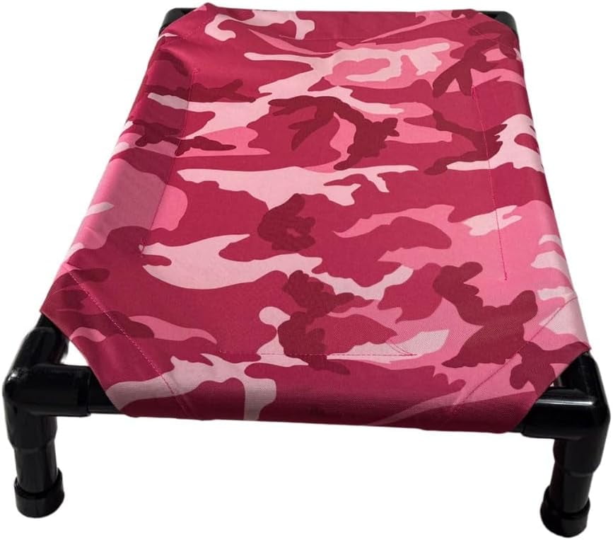 Pink Camo – Easy-to-Clean Handcrafted Elevated, Cot-Style Dog Bed