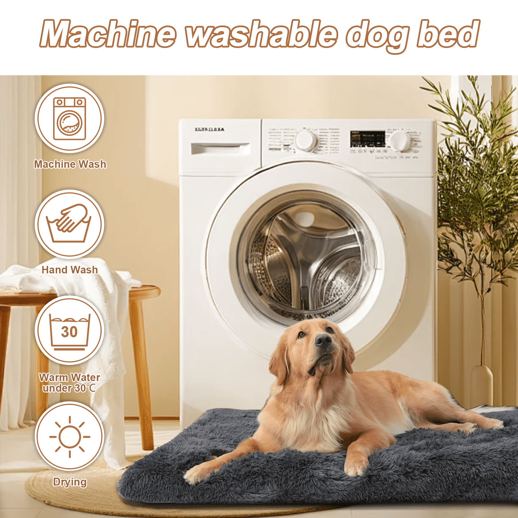 KSIIA 42"x28" Plush Dog Crate Beds for XLarge Dogs，Washable Pet Kennel Pillow Soft Dog Bed