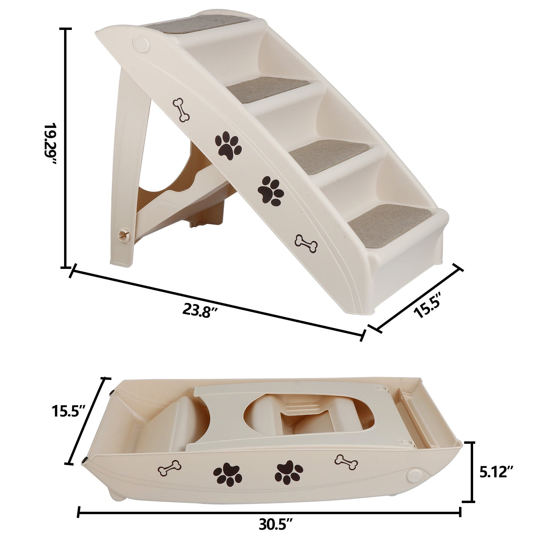 ZENSTYLE Pet Dog Foldable Stairs 4 Steps for High Bed for Small Dogs