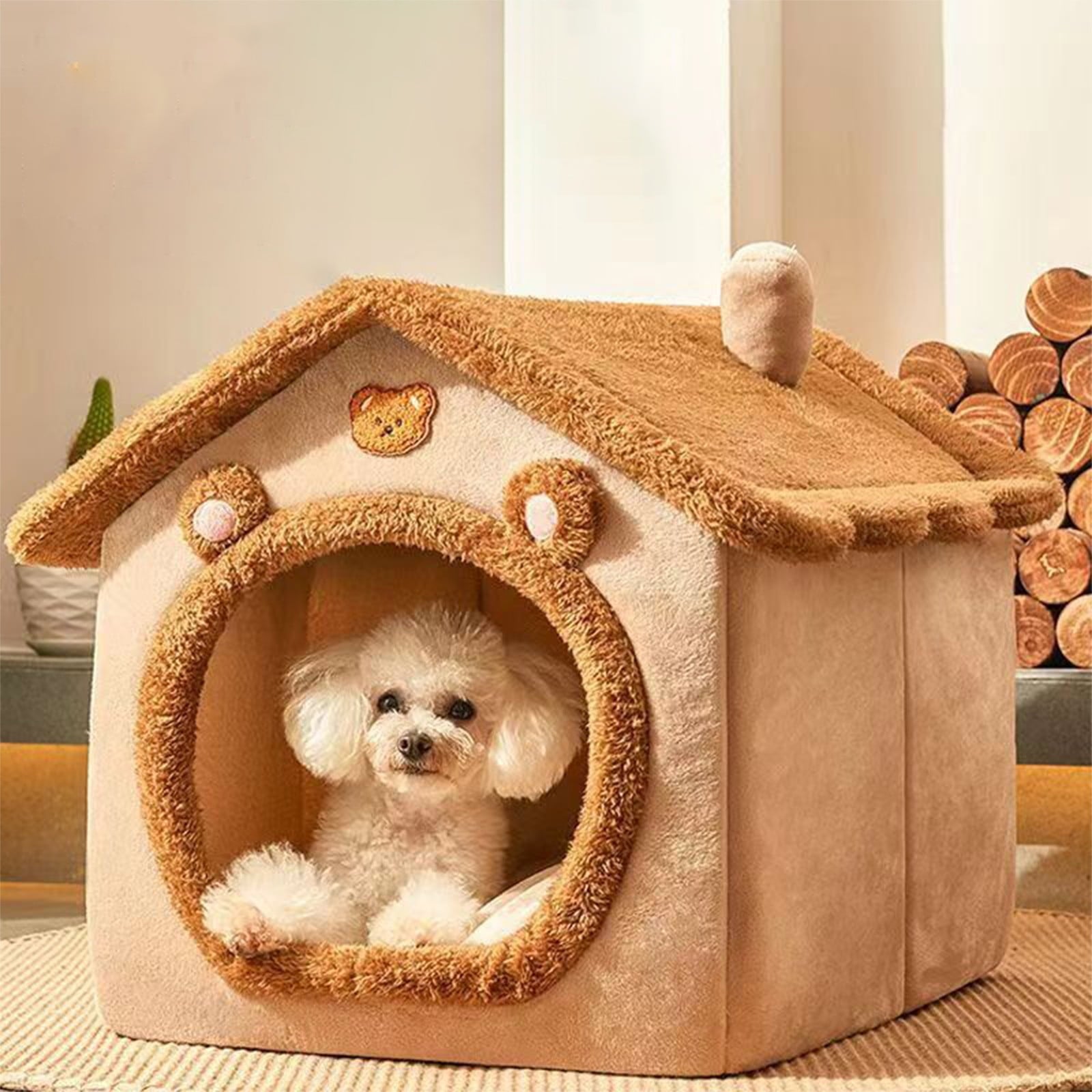 kkbbma Black of Friday Deals Dog House Indoor - Foldable Soft Kennel Bed Warm Cats House Puppy Cave With Cushion For Small Medium Large Dogs Cats