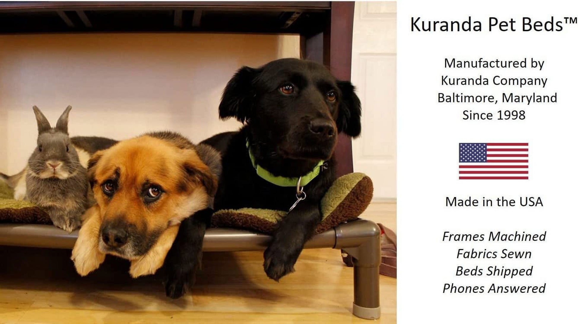 Kuranda Orthopedic Chewproof Elevated Dog Bed - Outdoor - Almond PVC Frame - Ballistic Nylon Fabric